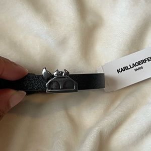 Karl Lagerfeld Black Leather Bracelet NWT